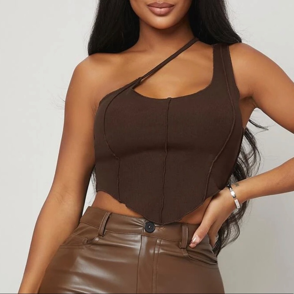 brown asymmetrical top size S (4)